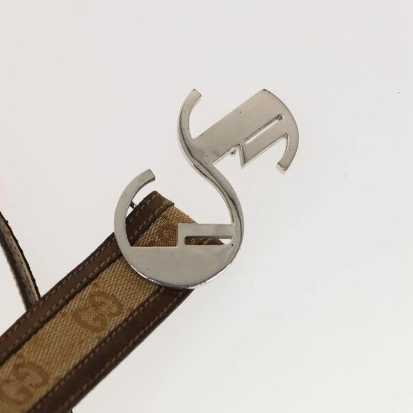 GUCCI GG Canvas Web Sherry Line Belt Canvas 3Set White Beige Auth ti3375 main image 11